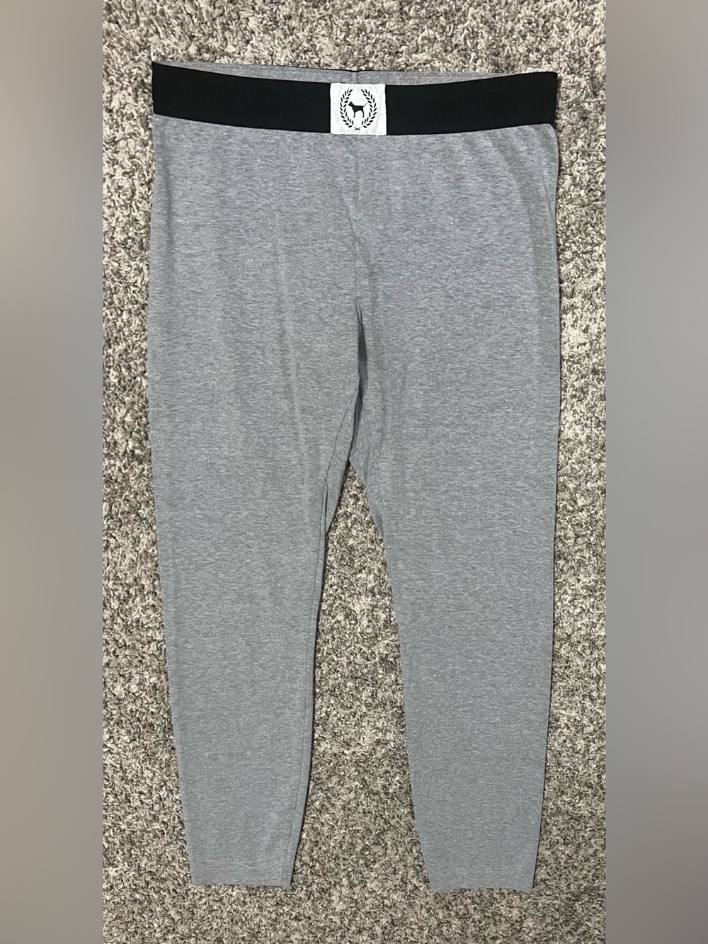 PINK Victoria's Secret Small Gray Yoga 7/8 Ankle Leggings & Black Logo Waist!